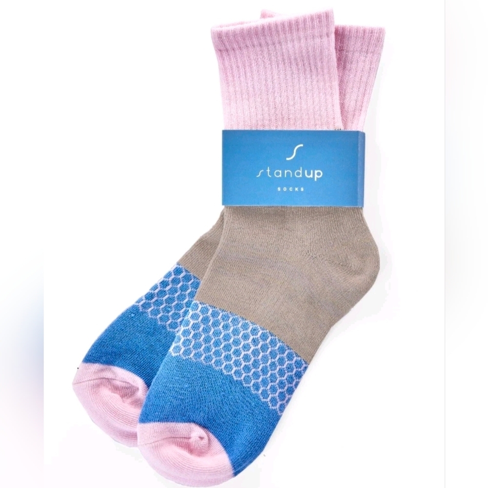 standup SOCKS Fay Crew Socks Pink Blue Khaki OS NEW